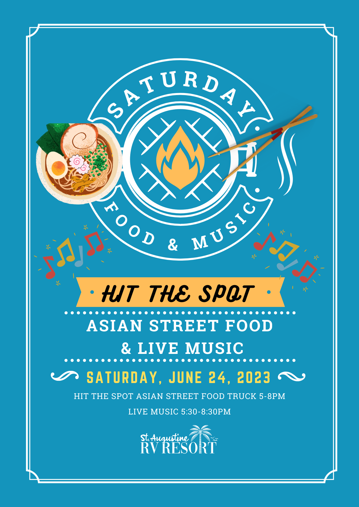 Saturday Night Food & Music Flyer June 24 2023