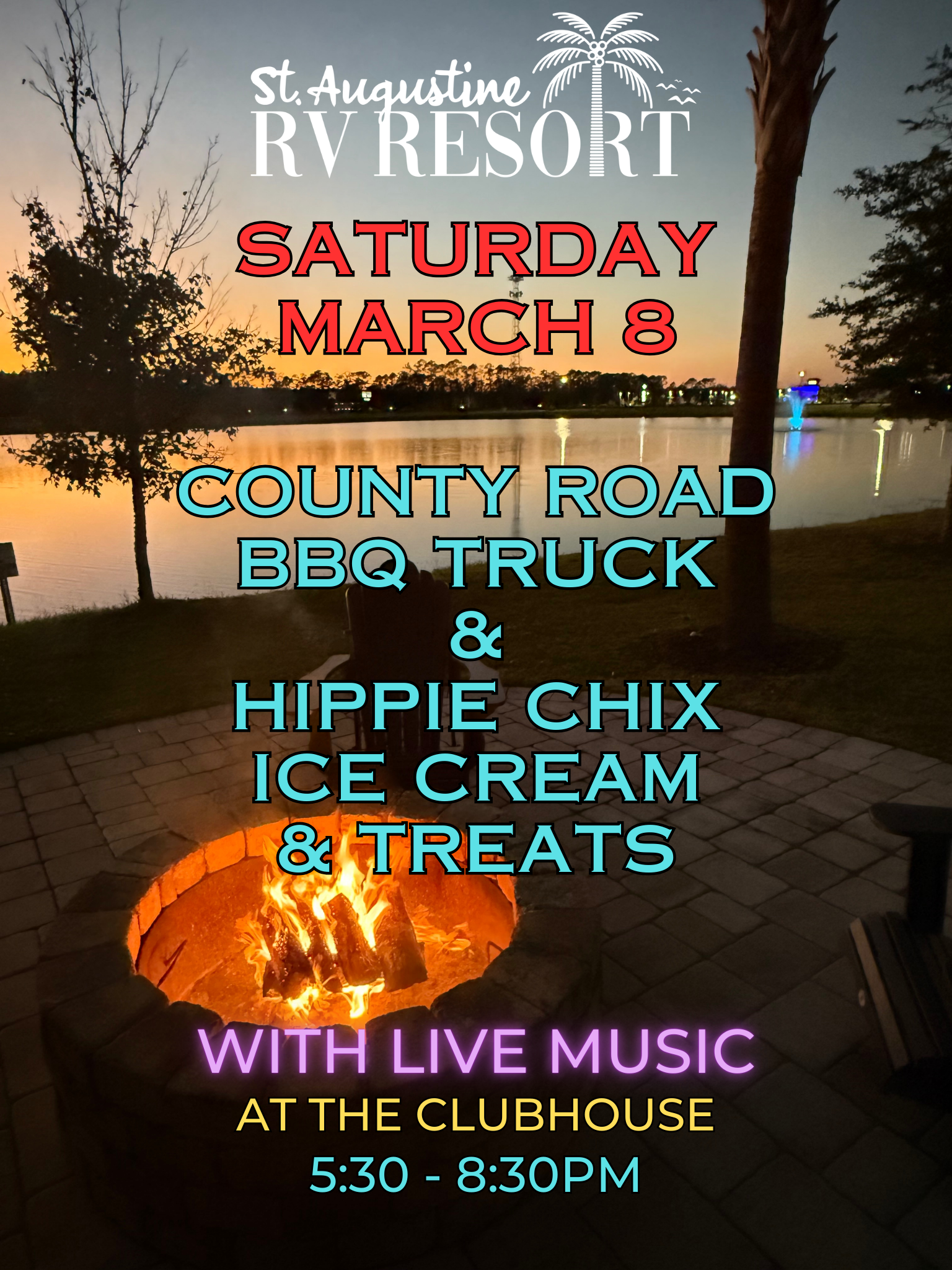 BBQ & Ice Cream Trucks with Live Music! Saturday March 8 5:30-8:30pm