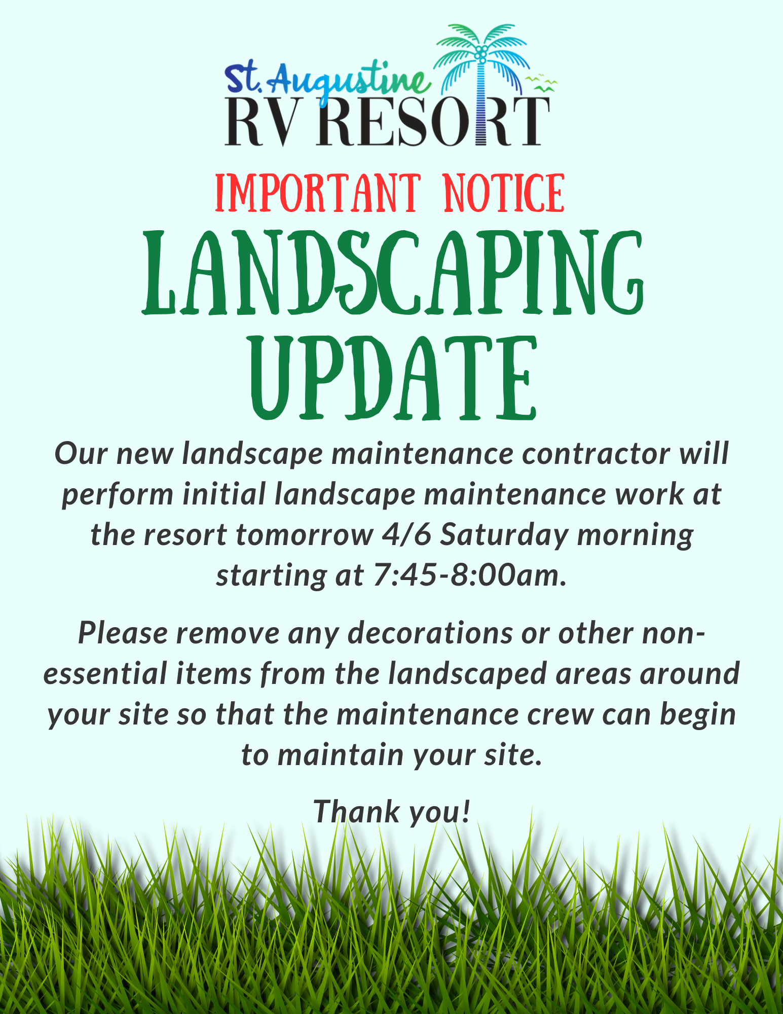 Important Landscape Maintenance Update