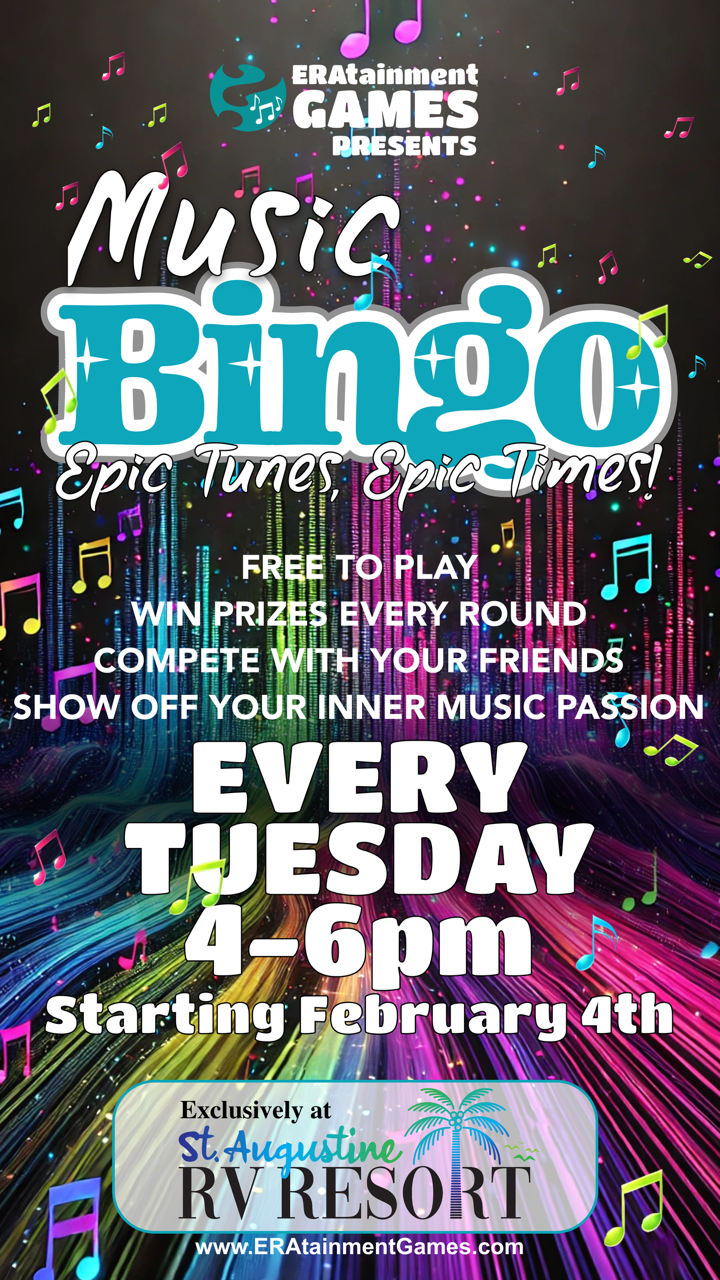 Join us for Music Bingo! Every Tuesday starting February 4 2025