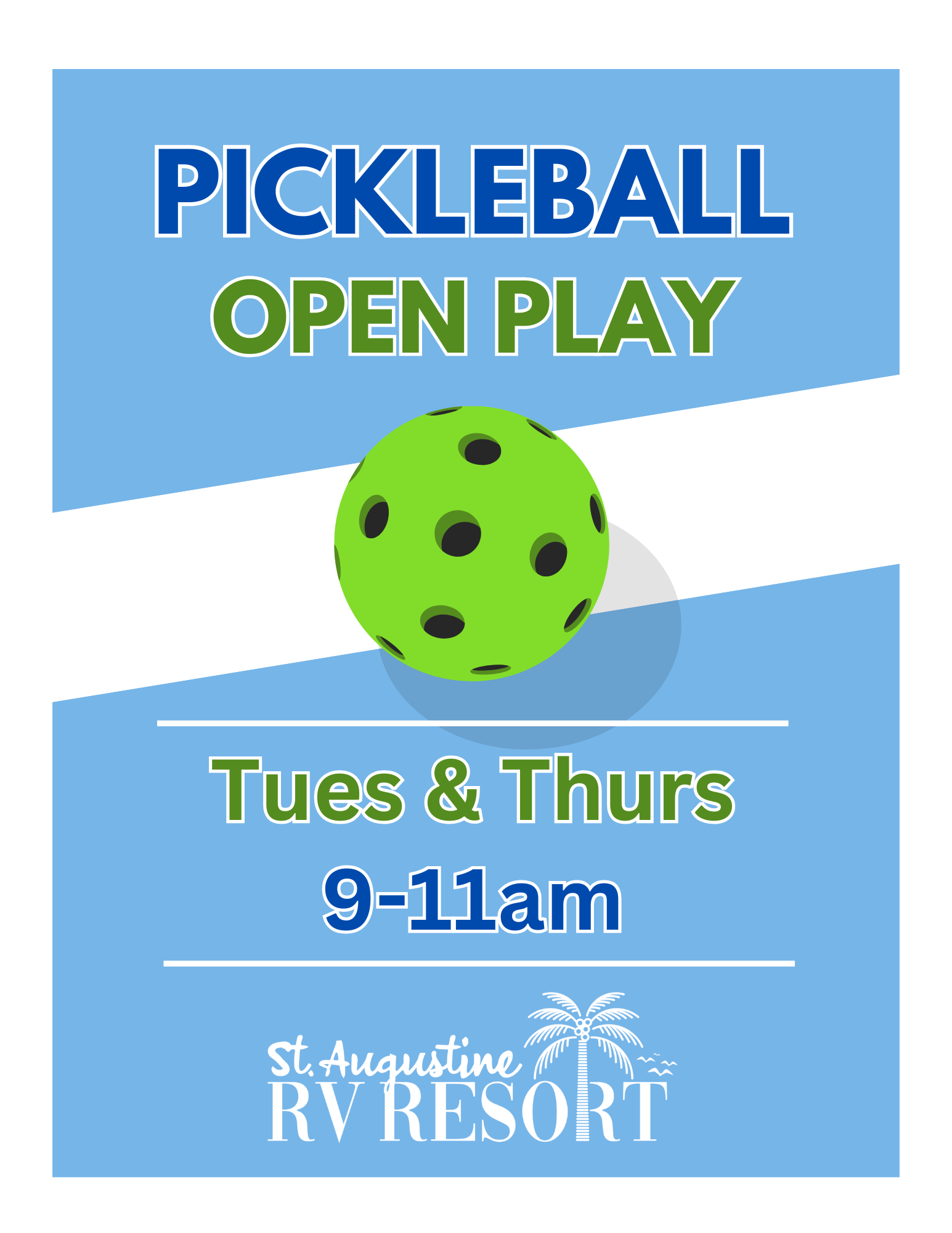 Pickleball Open Play Time Tues & Thurs 9-11am